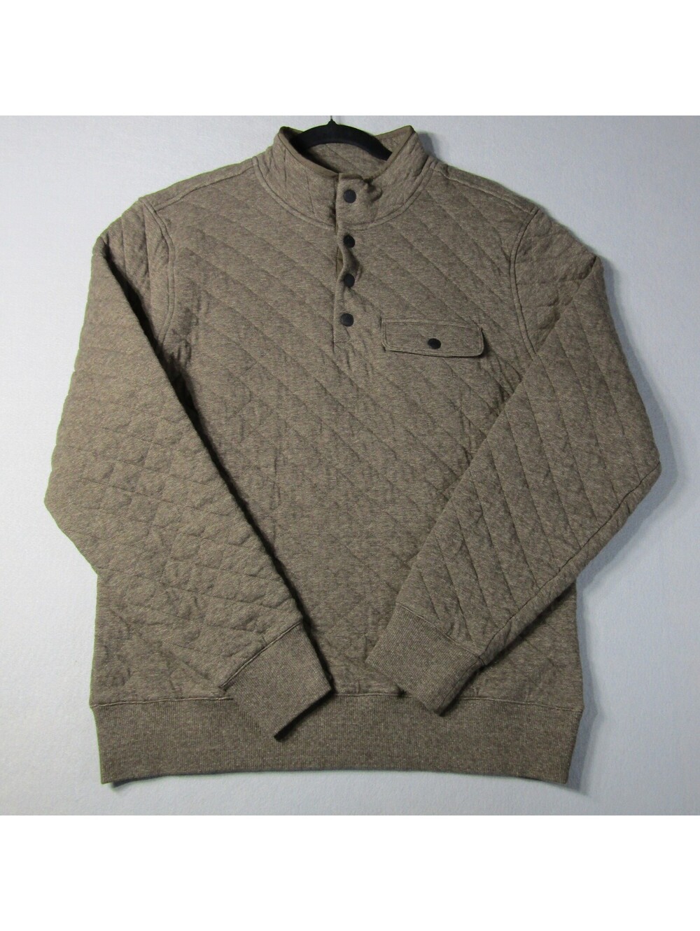 NWT Faherty Epic Quilted Fleece Men's M Brown Mock Neck Snap Button